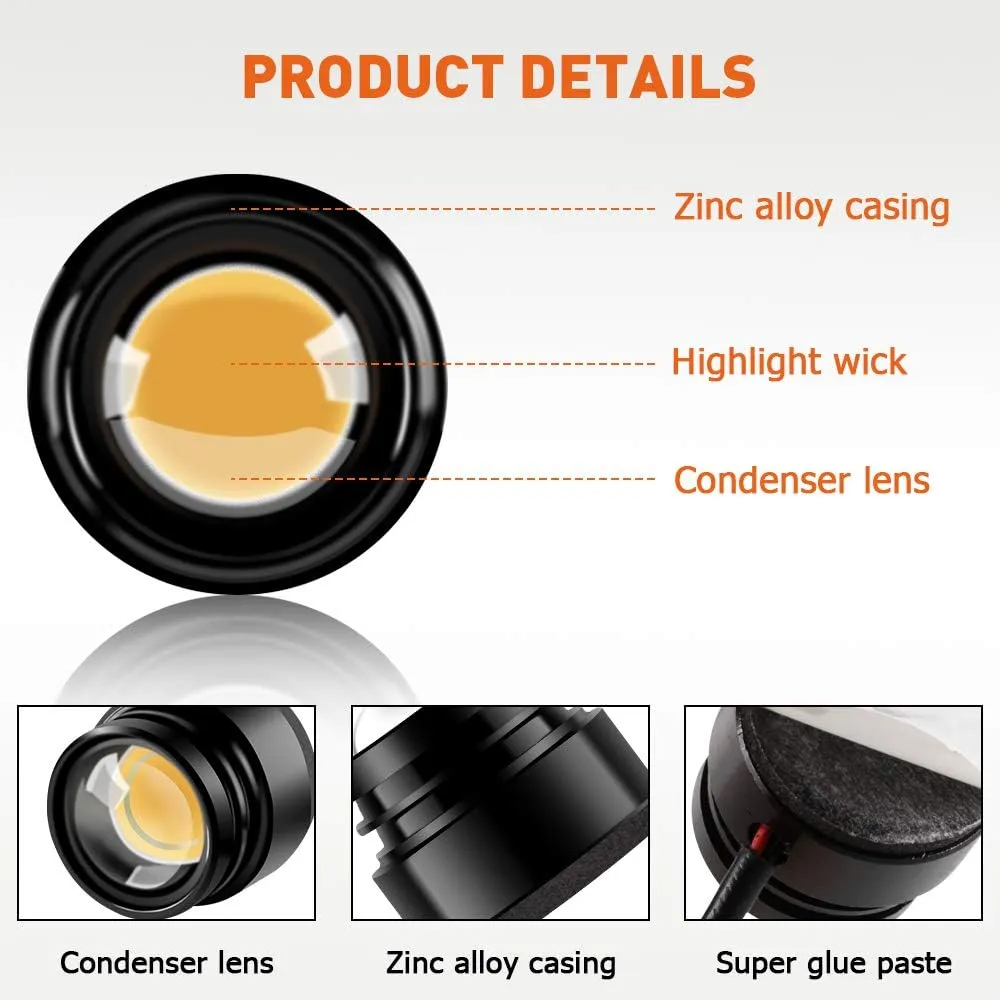 Teguangmei 4 in 1 Car Motorcycle LED Eagle Eye Emergency Strobe Warning Lights Car Truck Accessories DRL Wireless Remote Control Flash Lights 12V Amber