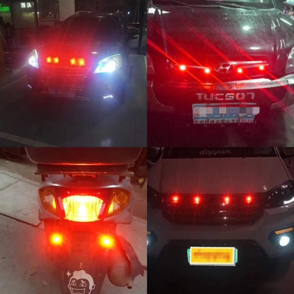 Teguangmei 4 in 1 Car Motorcycle LED Eagle Eye Emergency Strobe Warning Lights Car Truck Accessories DRL Wireless Remote Control Flash Lights 12V Red