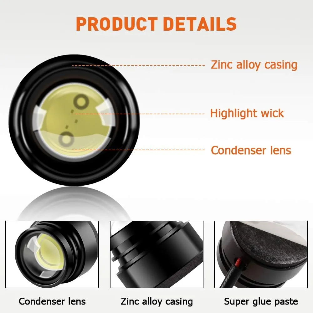Teguangmei 4 in 1 Car Motorcycle LED Eagle Eye Emergency Strobe Warning Lights Car Truck Accessories DRL Wireless Remote Control Flash Lights 12V White