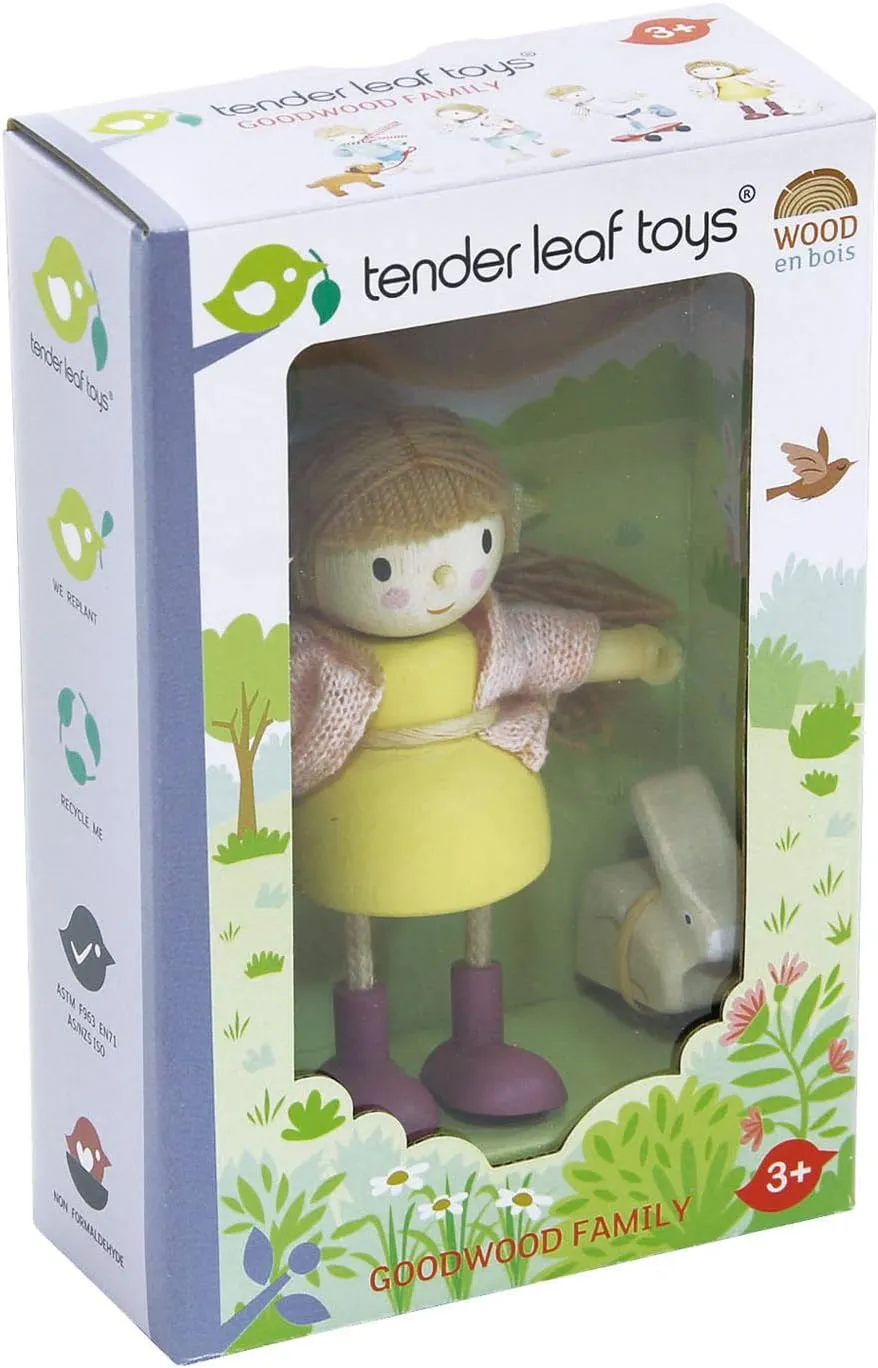 Tender Leaf Toys - The Goodwood Family - Wooden Miniatures Flexible Doll, Multicultural Action Figure for Dollhouse - Encourage Creative and Imaginative Fun Play for Children - Age 3 