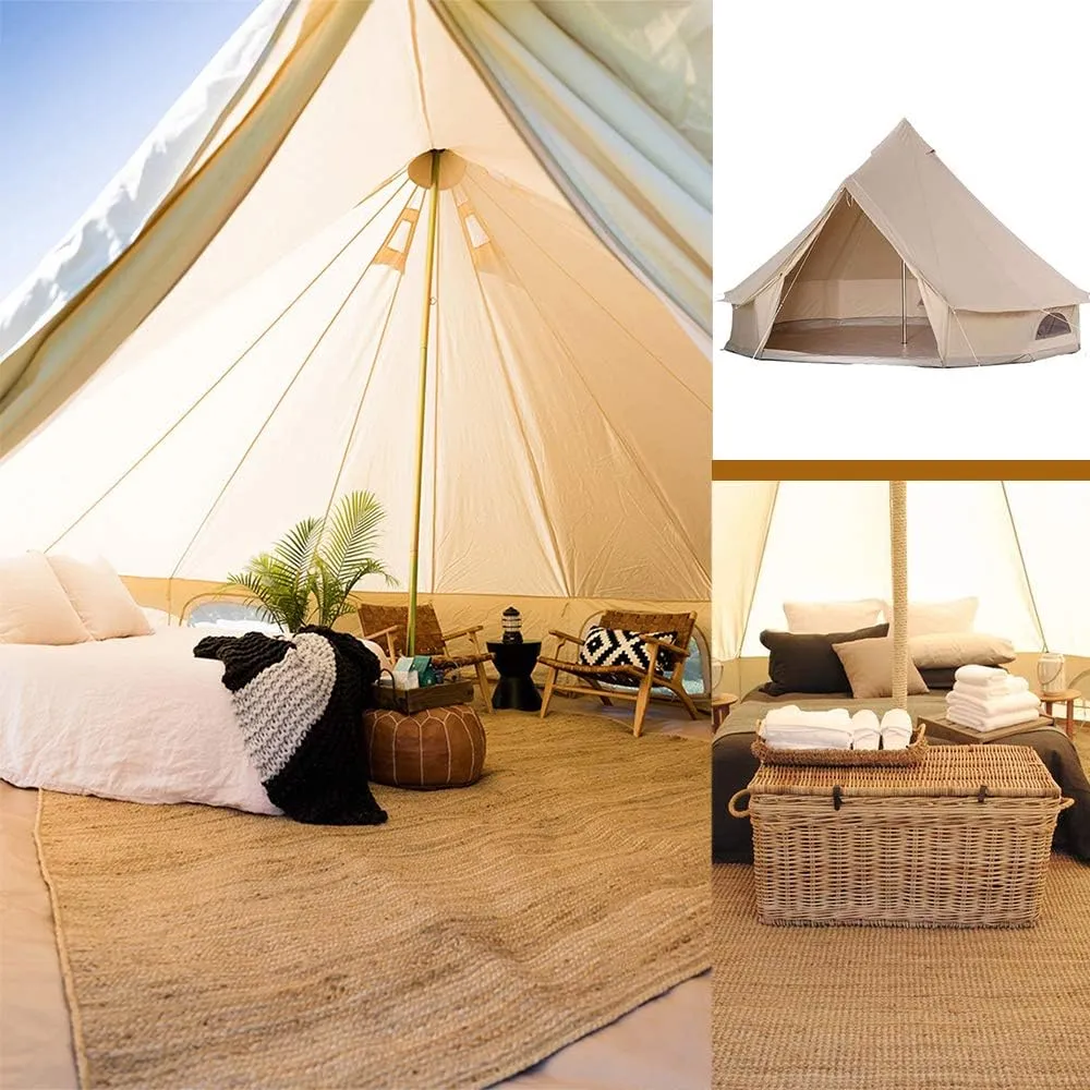 Tent Bell Tent Indian diameter 3M/4M/5M/6M Cotton Canvas Large family tents 4 Seasons outdoor yurt Bell Tent Glamping for Camping