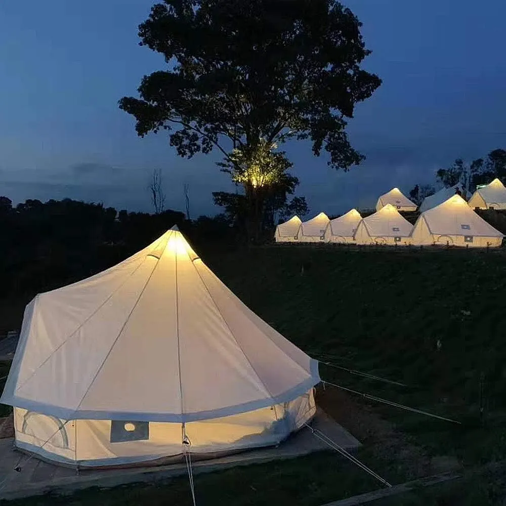 Tent Bell Tent Indian diameter 3M/4M/5M/6M Cotton Canvas Large family tents 4 Seasons outdoor yurt Bell Tent Glamping for Camping