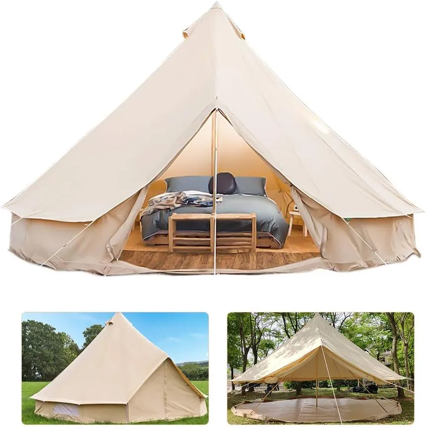 Tent Bell Tent Indian diameter 3M/4M/5M/6M Cotton Canvas Large family tents 4 Seasons outdoor yurt Bell Tent Glamping for Camping