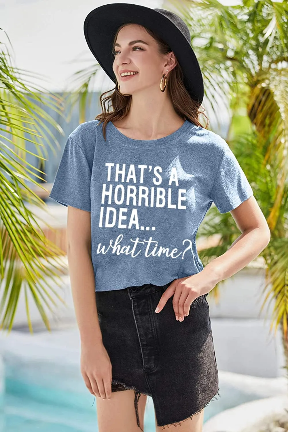 Thats A Horrible Idea What Time T Shirt Womens Cute Funny Saying Letter Print Party Shirt Graphic Tee Tops