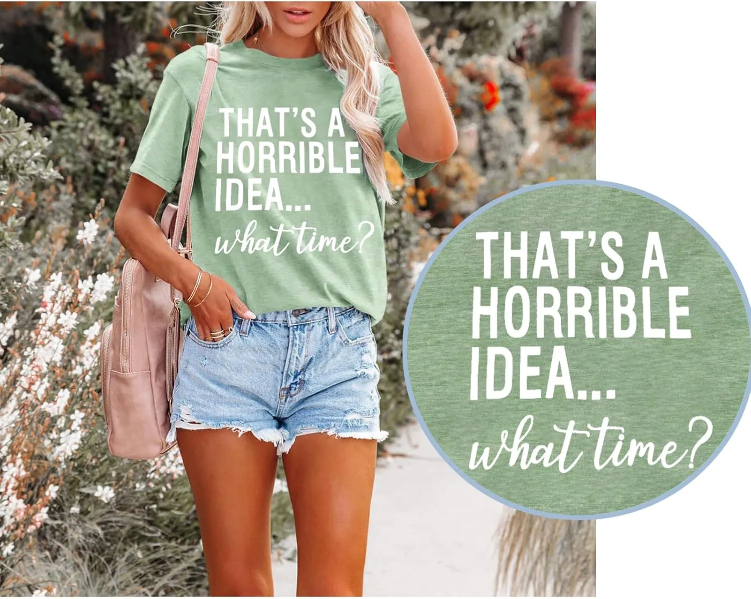 Thats A Horrible Idea What Time T Shirt Womens Cute Funny Saying Letter Print Party Shirt Graphic Tee Tops