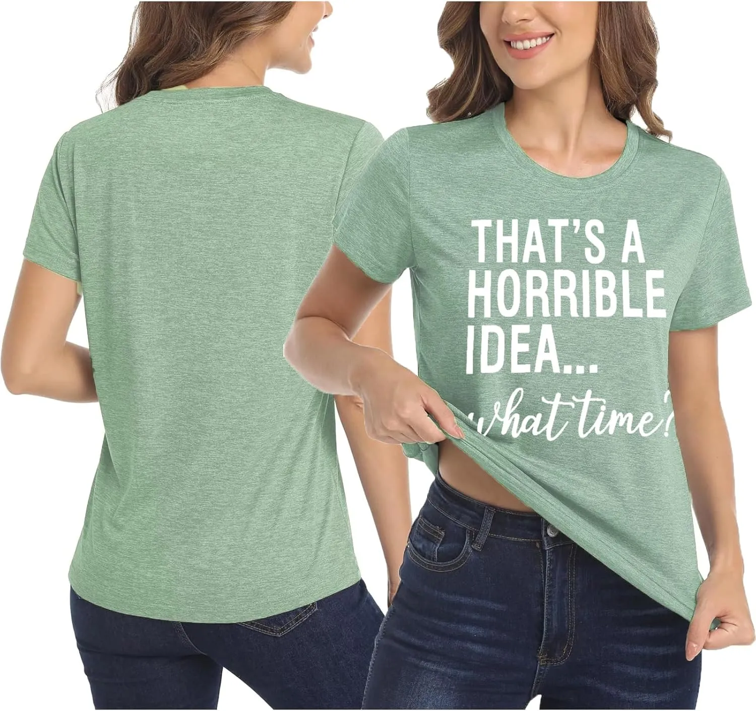 Thats A Horrible Idea What Time T Shirt Womens Cute Funny Saying Letter Print Party Shirt Graphic Tee Tops