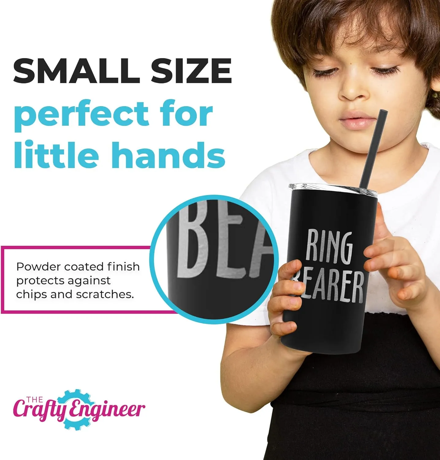 The Crafty Engineer Ring Bearer Tumbler with Straw - Unique Proposal Gift Boys - (Ring Bearer (Engraved))