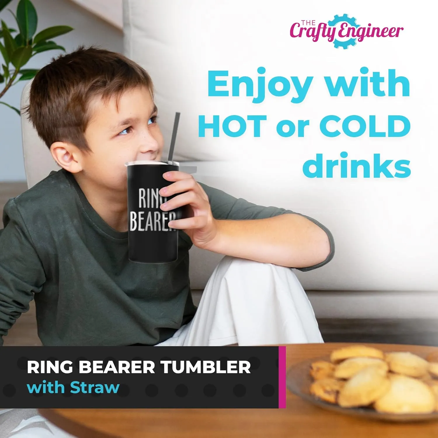 The Crafty Engineer Ring Bearer Tumbler with Straw - Unique Proposal Gift Boys - (Ring Bearer (Engraved))