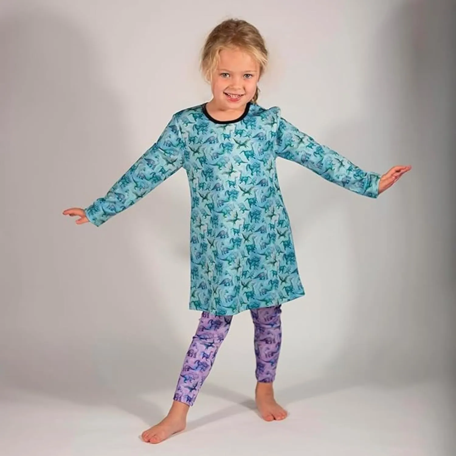 The Picket Fence Girls Dinosaur Dress Toddler, Sensory Friendly Kids Dresses for Girls, Play Clothing for School