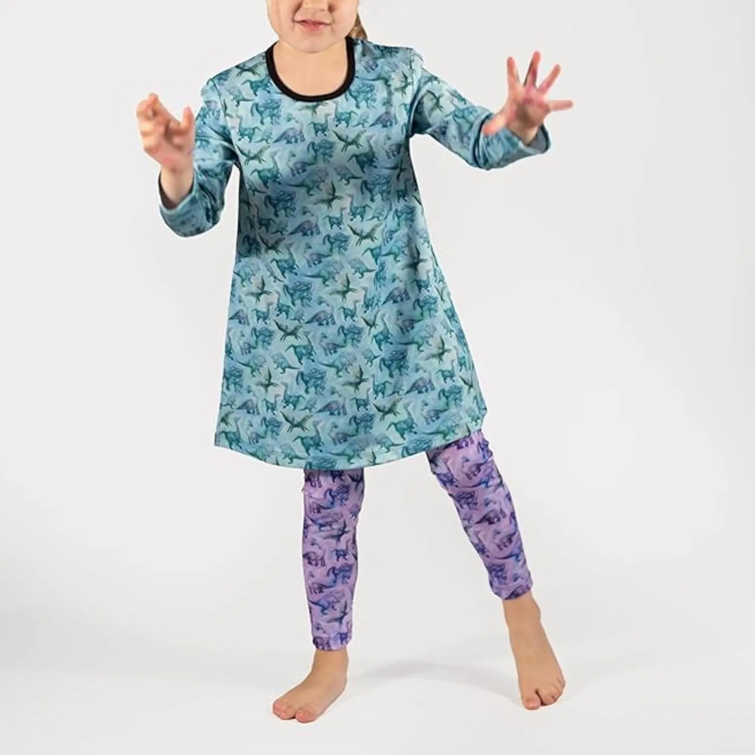 The Picket Fence Girls Dinosaur Dress Toddler, Sensory Friendly Kids Dresses for Girls, Play Clothing for School
