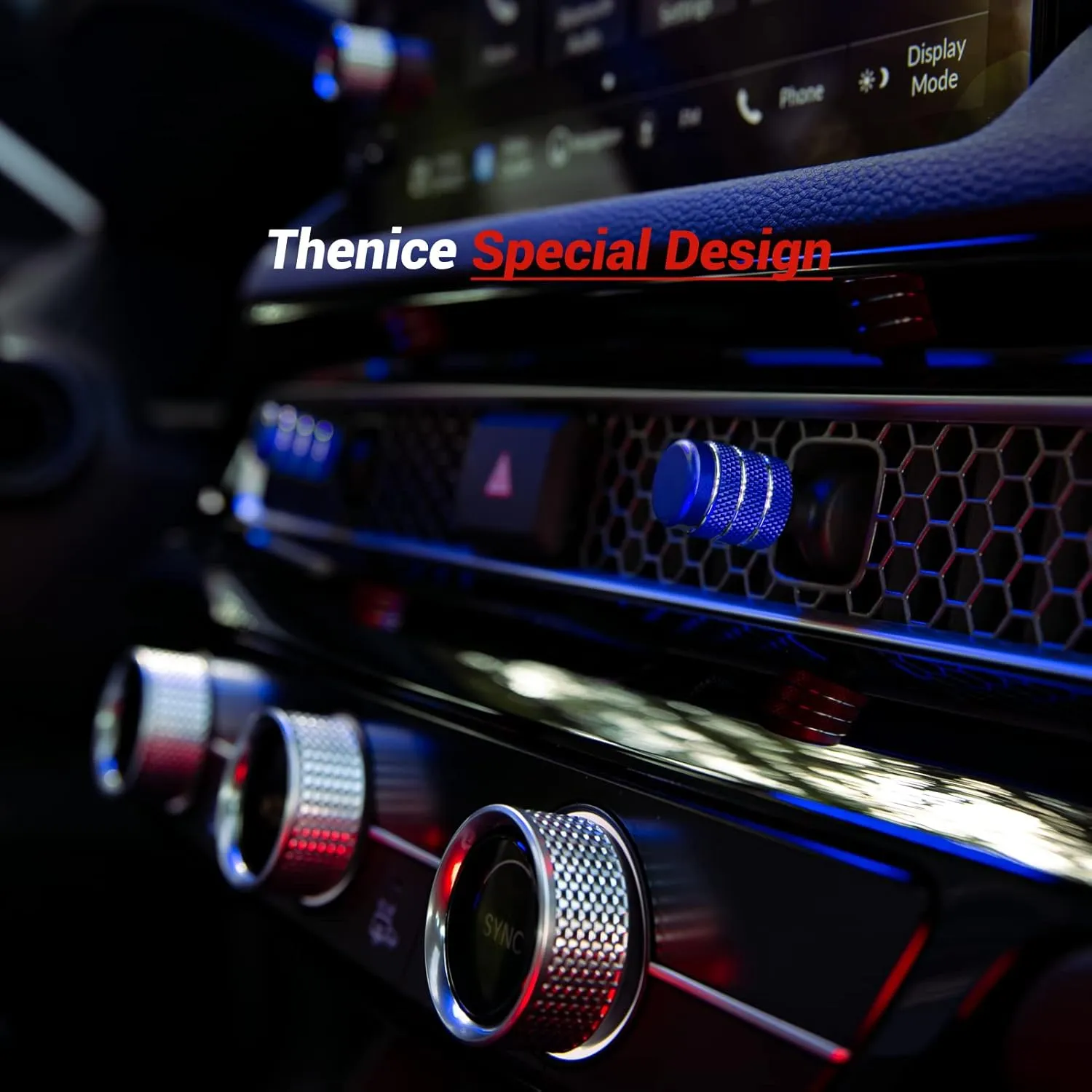 Thenice Compatible with Honda Civic 2022-2025 Center Consoles Air Vent Shift Knob Cover A/C Wind Outlet Lever Decoration Trims 4PCS for 11th Gen Civic, 2023-2025 CR-V (Blue)