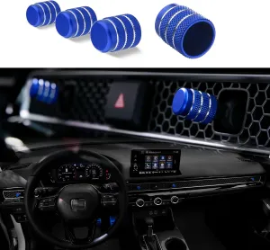 Thenice Compatible with Honda Civic 2022-2025 Center Consoles Air Vent Shift Knob Cover A/C Wind Outlet Lever Decoration Trims 4PCS for 11th Gen Civic, 2023-2025 CR-V (Blue)