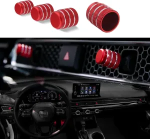 Thenice Compatible with Honda Civic 2022-2025 Center Consoles Air Vent Shift Knob Cover A/C Wind Outlet Lever Decoration Trims 4PCS for 11th Gen Civic, 2023-2025 CR-V (Red)