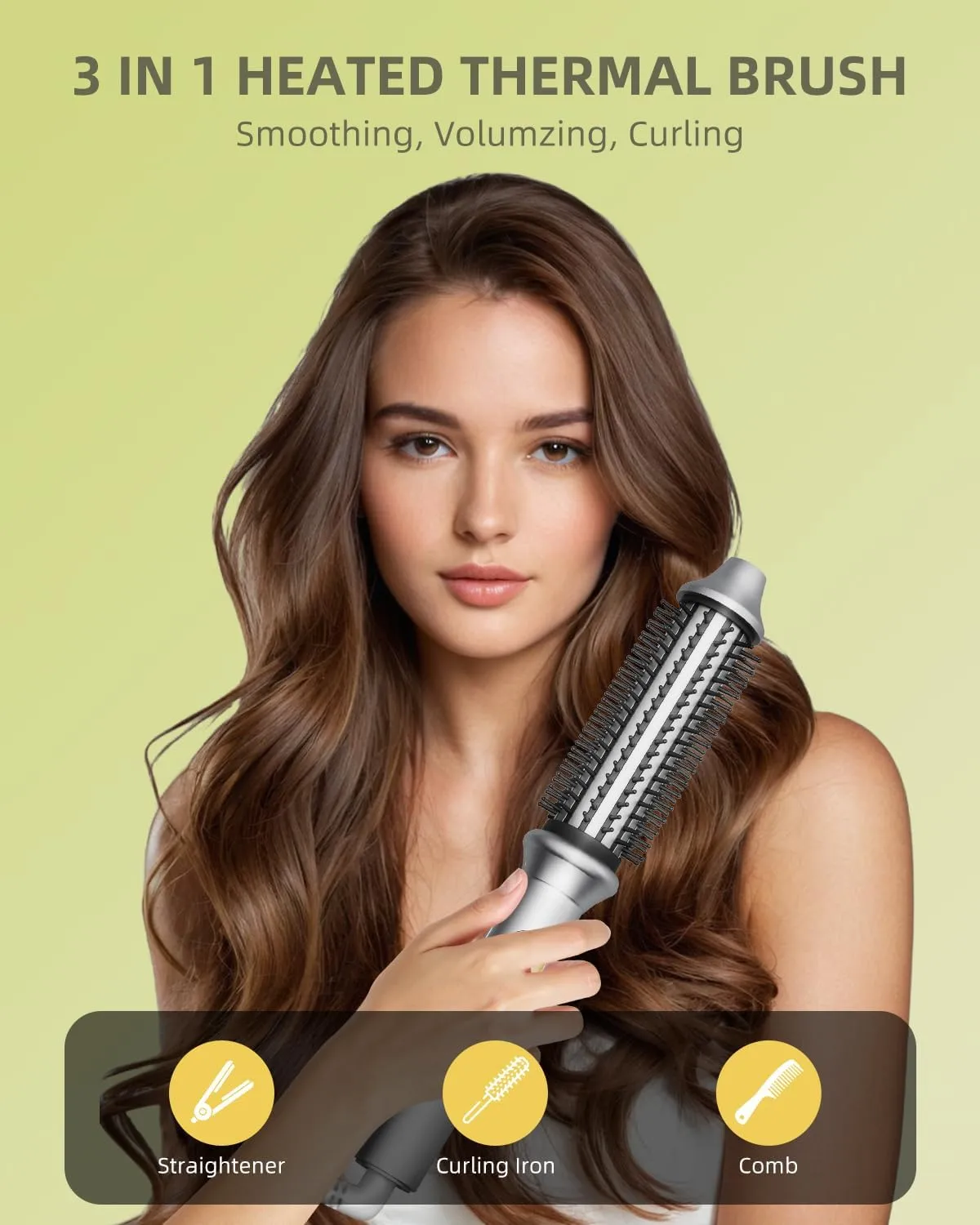 Thermal Brush, Avvnee Curling Iron for Easy Hair Styling, 1.26 Inch Hot Curling Wand, 30s Fast Heating Hested Round Brush for Long Hair