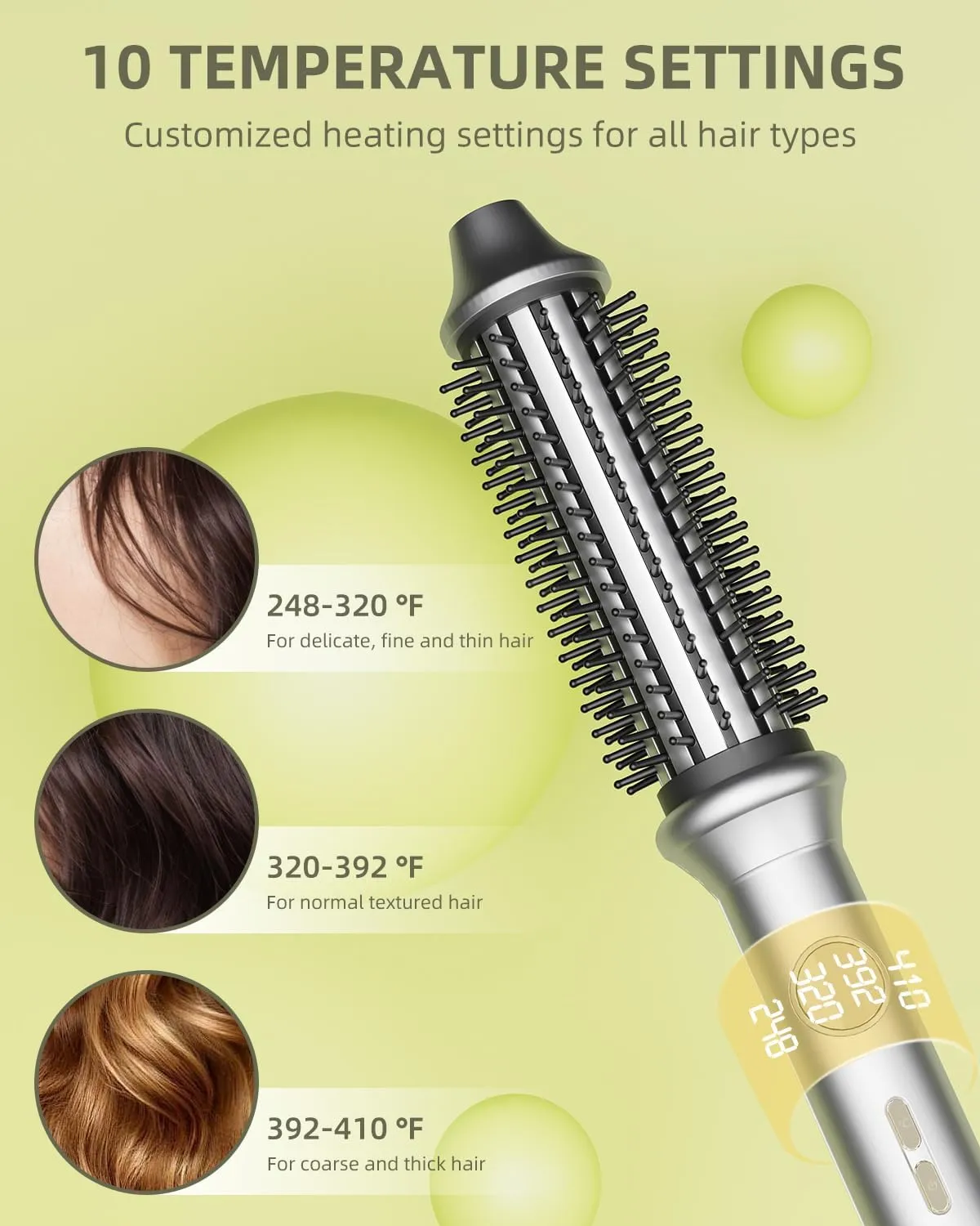 Thermal Brush, Avvnee Curling Iron for Easy Hair Styling, 1.26 Inch Hot Curling Wand, 30s Fast Heating Hested Round Brush for Long Hair