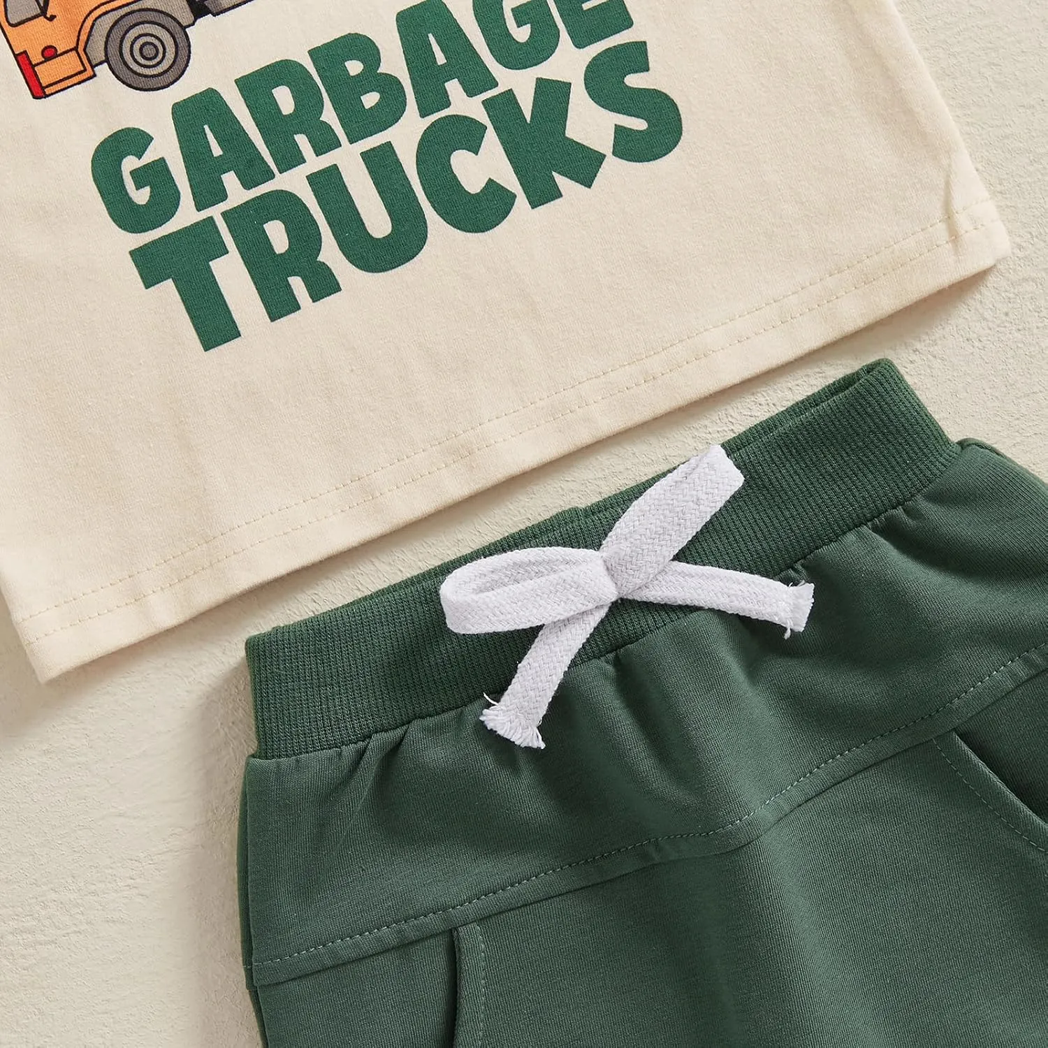 Toddler Baby Boy Garbage Truck Short Sleeve T-Shirt Tops Shorts Set Trash Day Truck Driver Outfit 2Pcs Summer Clothes