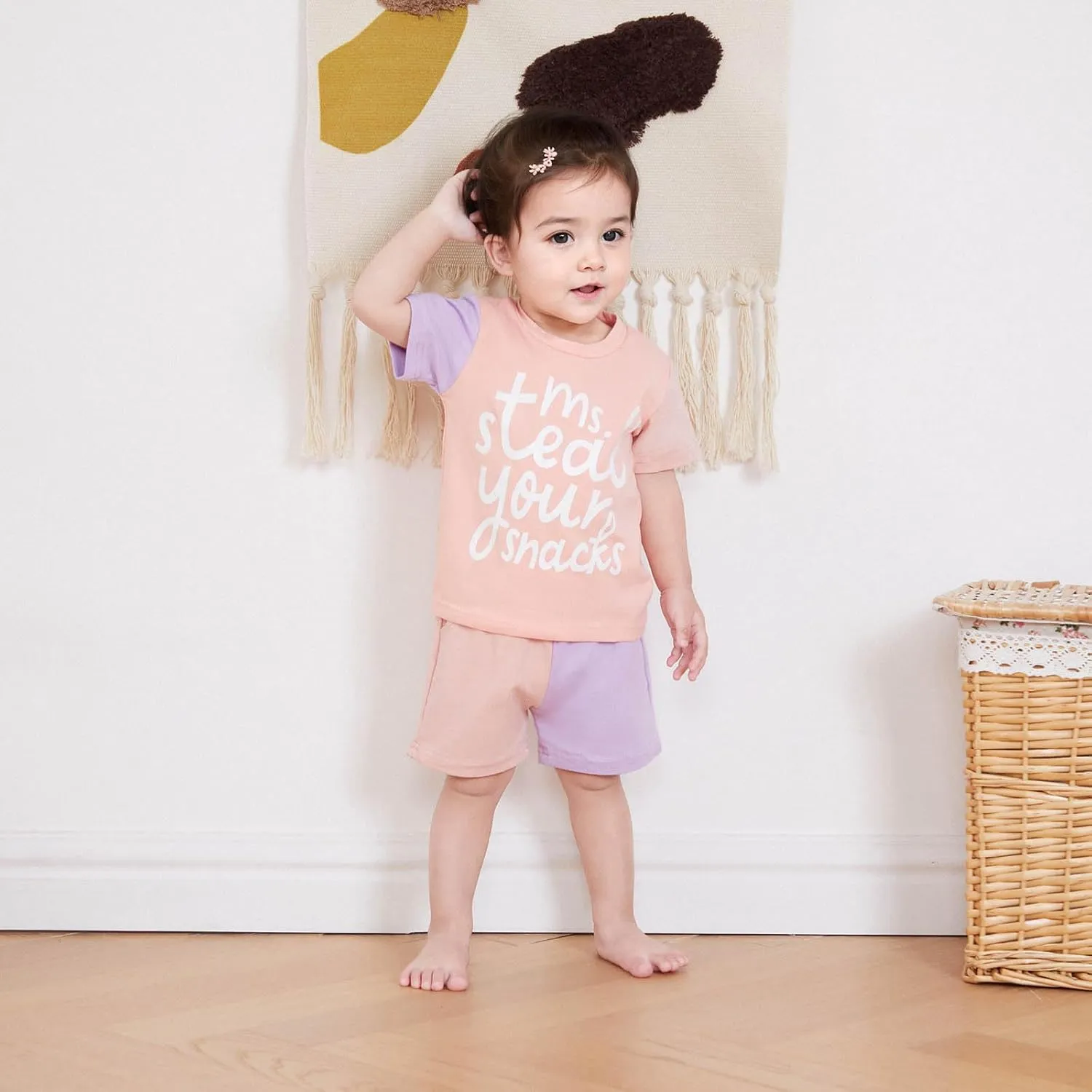 Toddler Baby Girls Summer Clothes Letter Short Sleeve T-shirt Top Shorts Sets Cute Newborn Infant Outfits 6M-3T