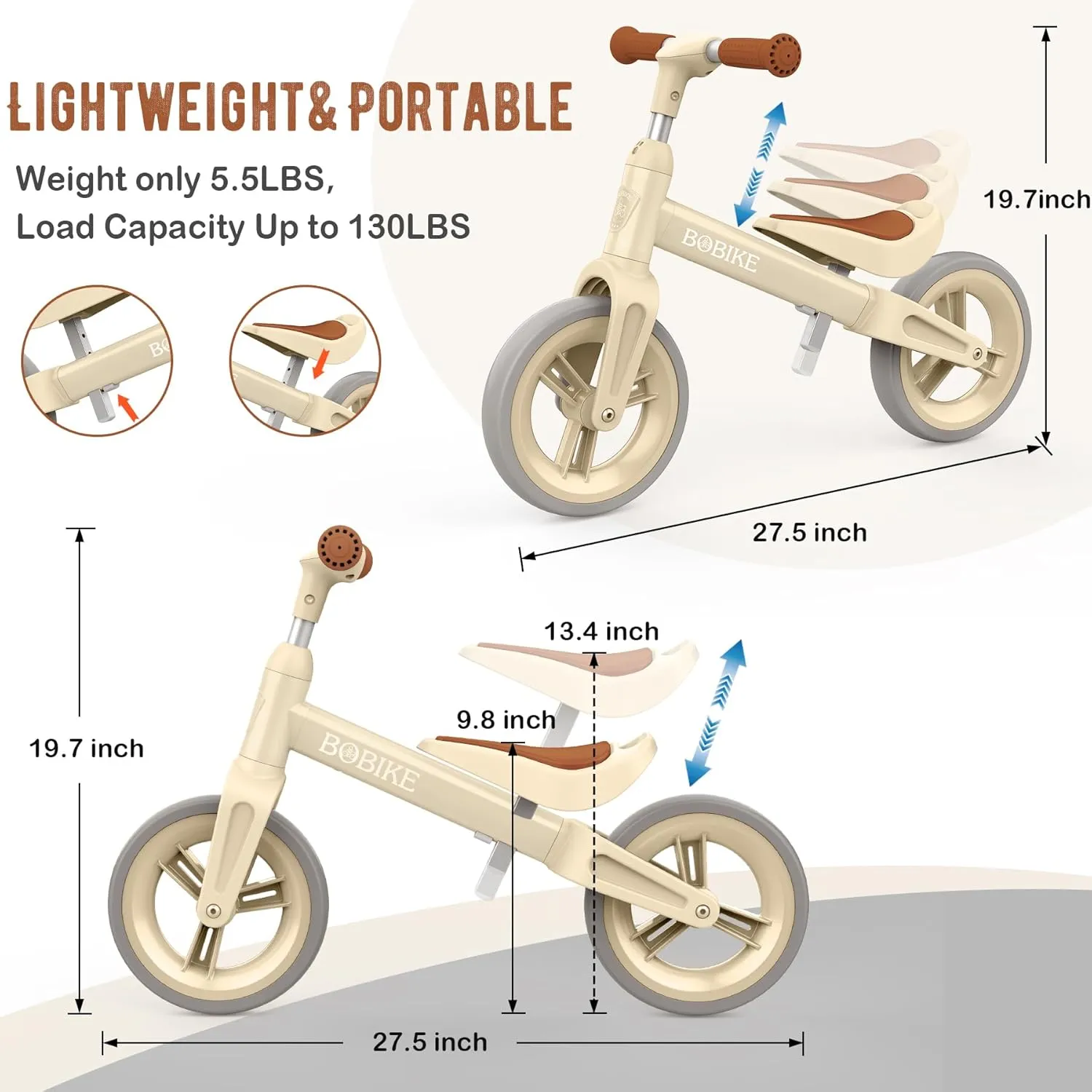 Toddler Balance Bike Toys for 1 to 4 Year Old Girls Boys Adjustable Seat and Handlebar No-Pedal Training Bike Best Gifts for Kids