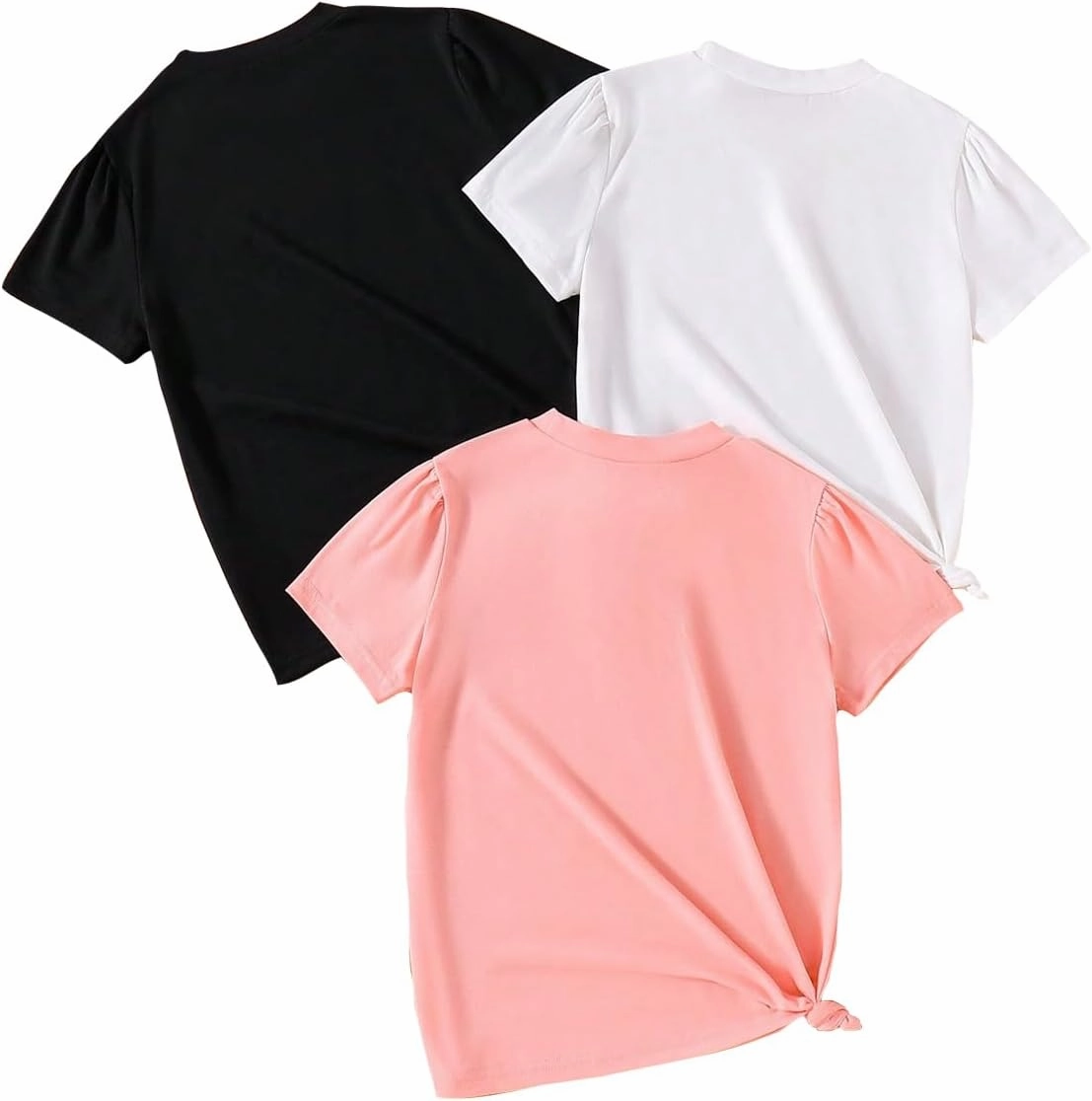 Toddler Basic T-Shirt - Letter and Lightning Print Short Sleeve Sets - Girl Summer Short Sleeve 3 Pack Top (3-7T)