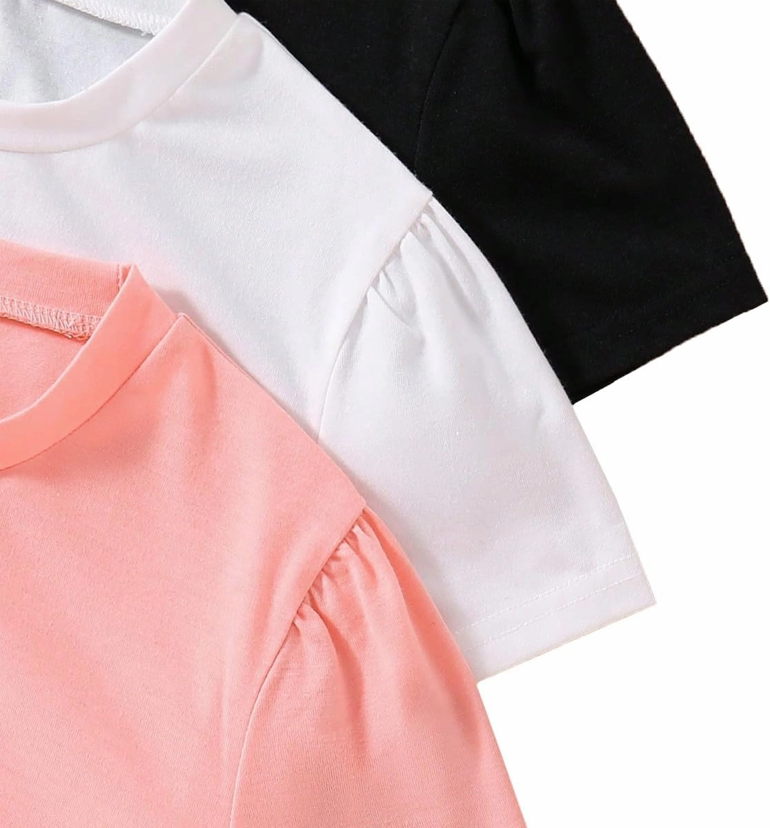 Toddler Basic T-Shirt - Letter and Lightning Print Short Sleeve Sets - Girl Summer Short Sleeve 3 Pack Top (3-7T)