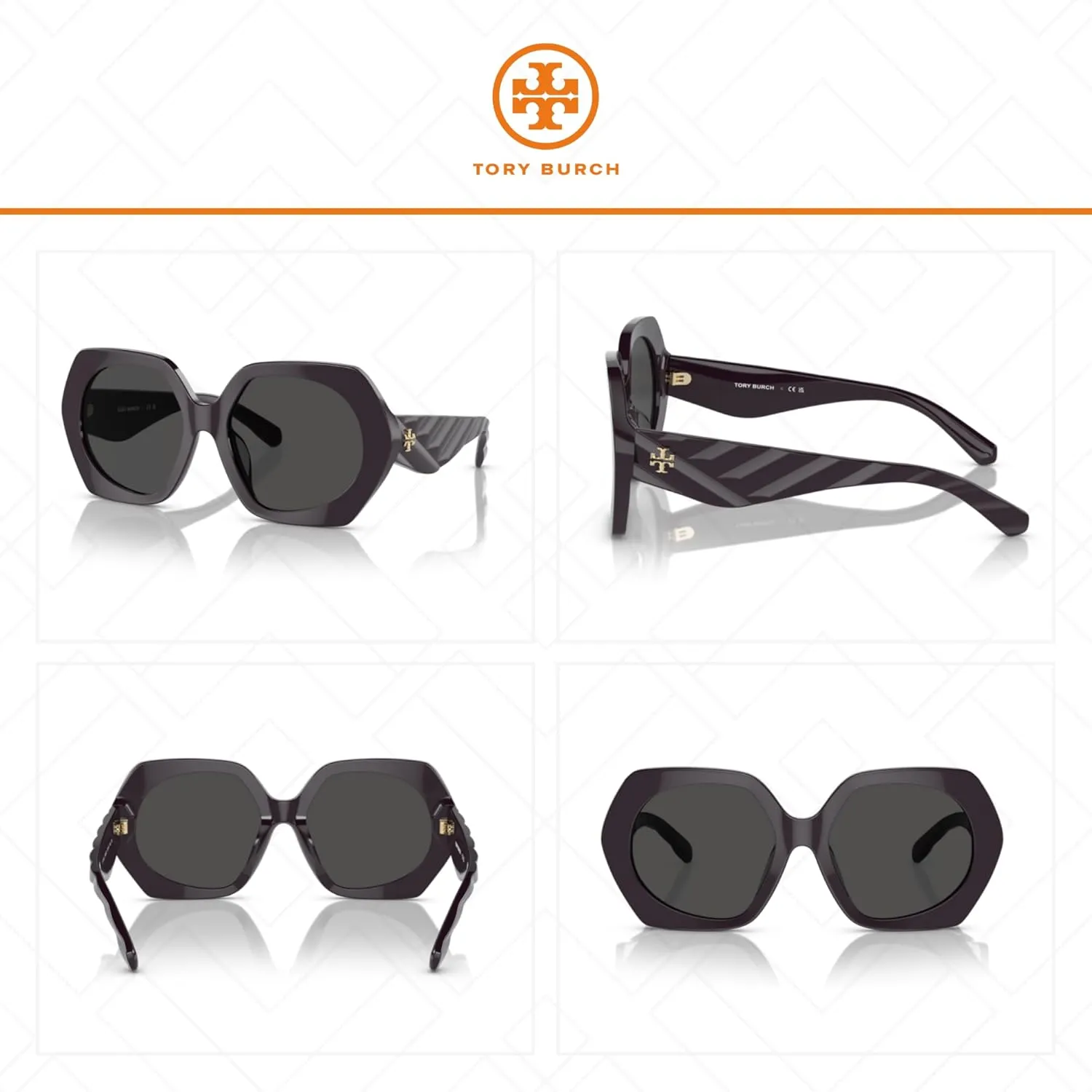 Tory Burch TY7195U Hexagonal Sunglasses for Women   BUNDLE With Designer iWear Complimentary Eyewear Kit