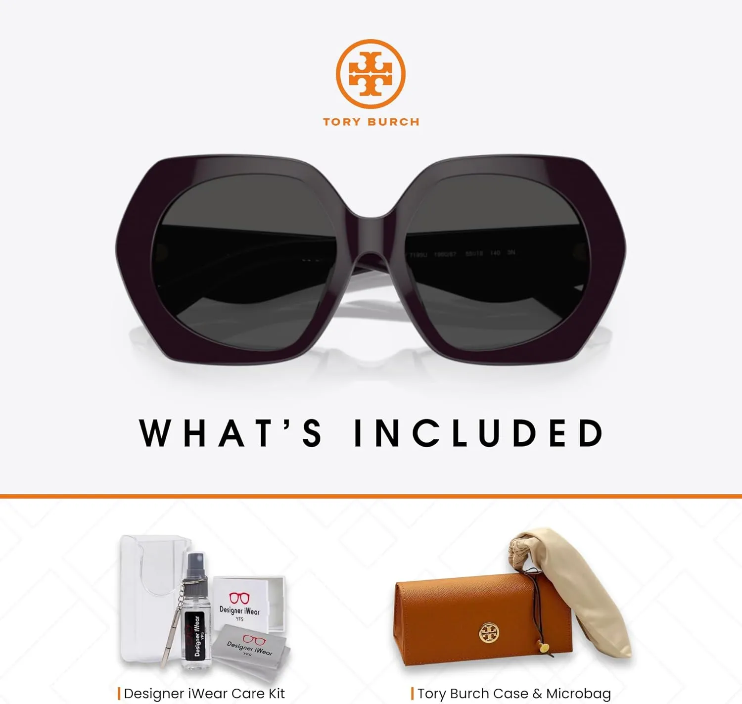 Tory Burch TY7195U Hexagonal Sunglasses for Women   BUNDLE With Designer iWear Complimentary Eyewear Kit