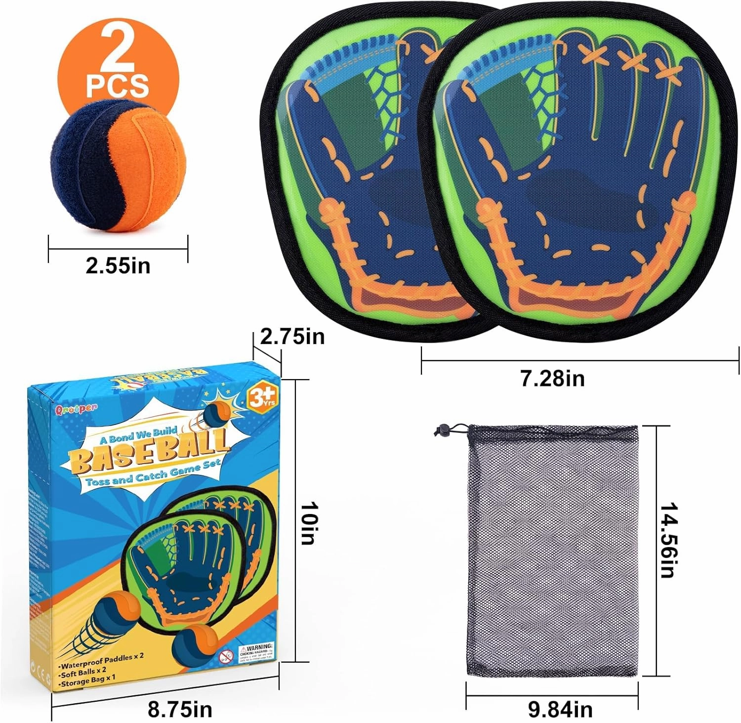 Toss and Catch Ball Game Set Pool Beach Toys for Kids Ages 3 4 5 6 7 8-12 Years Old Boys Girls Birthday Gifts, Yard Camping Paddle Ball Baseball Outdoor Games for Adults and Family