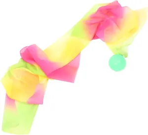 Totority Fitness Ribbon Ball Soft Exercise Ball for Tai Chi Gymnastics Colorful Silk Streamer