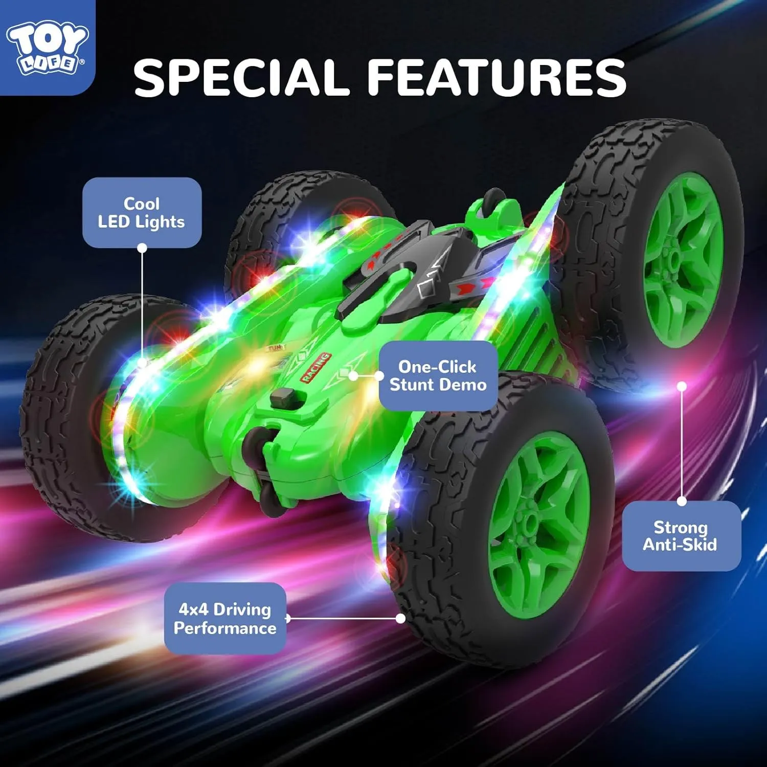 TOY Life Kids Stunt Remote Control Car 2.4G HZ Remote Control Cars RC Stunt Car Remote Control Toys for Boy & Girl RC Stunt Car Double Sided 360° Rotating Cars Birthday