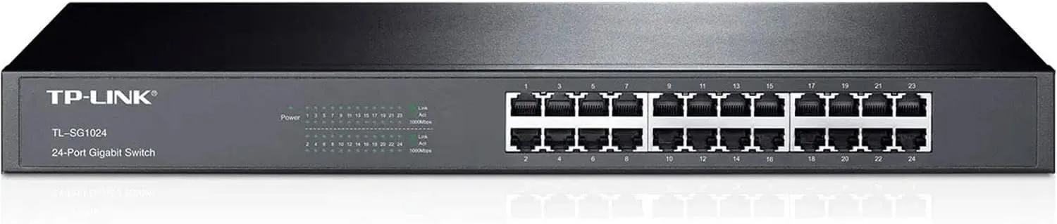 TP-Link TL-SG1024 | 24 Port Gigabit Ethernet Switch | Plug and Play | Sturdy Metal w/Shielded Ports | Rackmount | Fanless | 3 Year Manufacturer Warranty | Unmanaged, BLACK