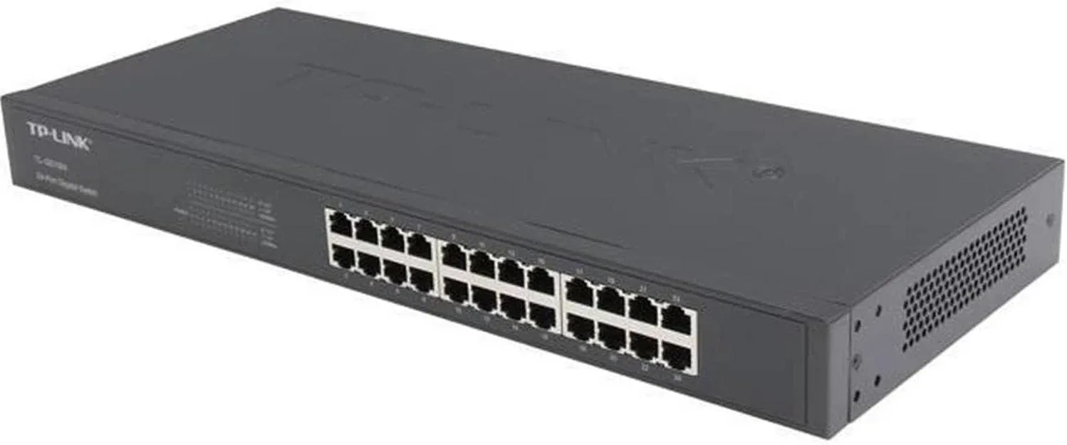 TP-Link TL-SG1024 | 24 Port Gigabit Ethernet Switch | Plug and Play | Sturdy Metal w/Shielded Ports | Rackmount | Fanless | 3 Year Manufacturer Warranty | Unmanaged, BLACK
