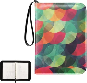 Trading Card Binder with Sleeves Colorful Circle Grunge Effect C4 Pocket Card Binder PU Card Collection Binder 400 Cards Holder Collector Album