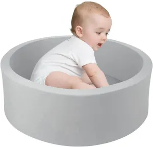 TRENDBOX Small Memory Foam Ball Pit, 27 inches Indoor Round Ball Pit (NO Balls) for Toddler Kids Children - 27 inches (Light Gray)
