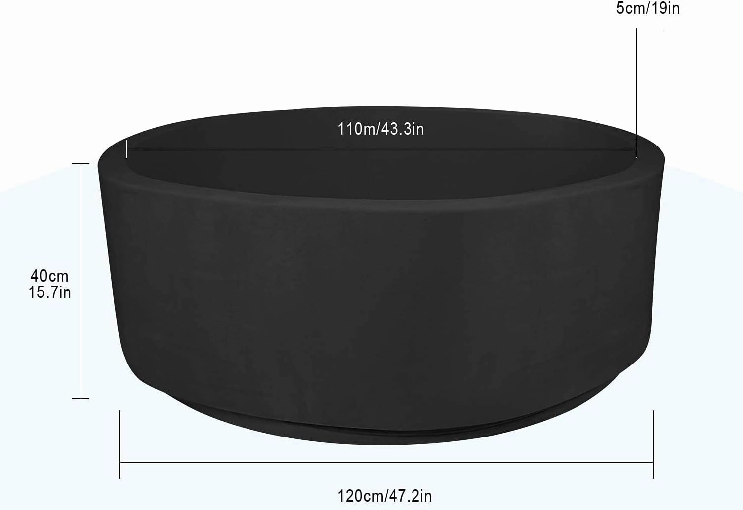 TRENDBOX Extra Large Foam Ball Pit for Toddlers, 47x14 inch Soft Baby Ball Pit with Washable Velvet Cover (Balls not Included)- Black