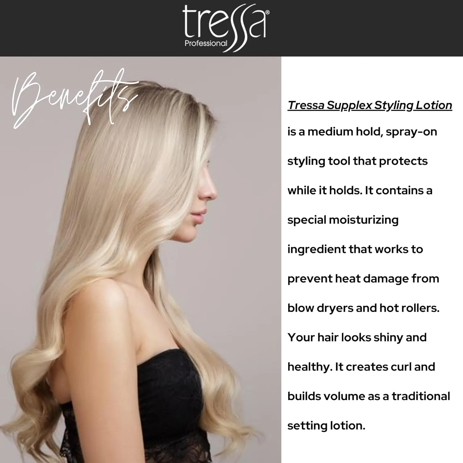 Tressa Supplex Styling Lotion Prevents Heat Damage from Styling Tools, Medium Hold, Light Weight Styling Radiance, 8 fl oz (2 Count)