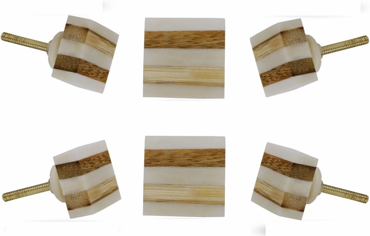 TRINCA-FERRO Set of 12 Striped Square Bone Knobs Kitchen Cabinet Cupboard Door Dresser Wardrobe and Drawer Pull for Bathroom | Bedroom | Office | Kitchen