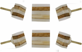 TRINCA-FERRO Set of 12 Striped Square Bone Knobs Kitchen Cabinet Cupboard Door Dresser Wardrobe and Drawer Pull for Bathroom | Bedroom | Office | Kitchen