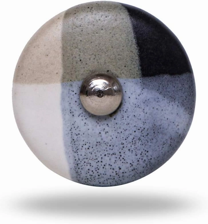 TRINCA-FERRO Set of 6 Ceramic Door Knobs - Interior/Exterior Ceramic Knobs for Cabinet, Dresser, Closet & Drawer Pulls - Modern Decorative Handles for Kitchen, Bedroom, Bathroom & Office