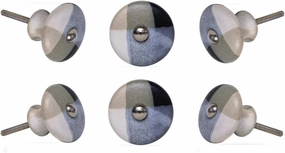 TRINCA-FERRO Set of 6 Ceramic Door Knobs - Interior/Exterior Ceramic Knobs for Cabinet, Dresser, Closet & Drawer Pulls - Modern Decorative Handles for Kitchen, Bedroom, Bathroom & Office