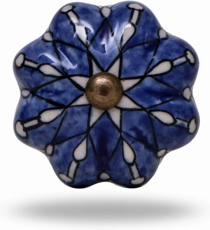 TRINCA-FERRO Set of 6 Ceramic Gavea Knob Kitchen Cabinet Cupboard Door Dresser Wardrobe and Drawer Pull for Bahtroom | Bedroom | Office | Kitchen