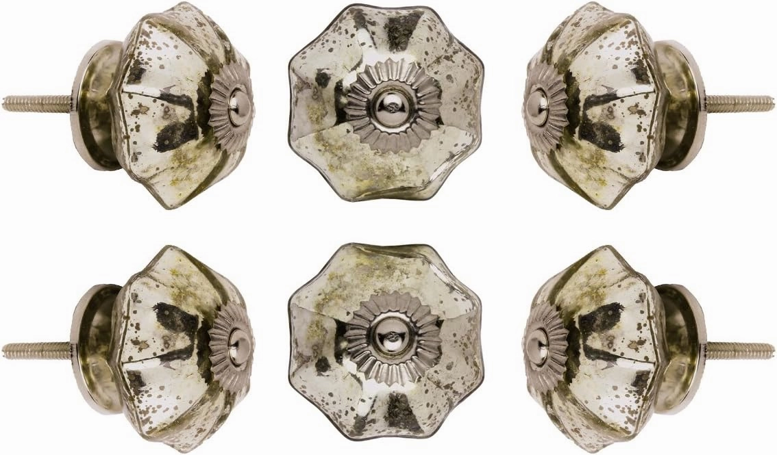 TRINCA-FERRO Set of 6 Glass Door Knobs Interior/Exterior Glass Knobs for Drawer Pull Cabinet Dresser Drawers Decorative Modern Crystal Knobs for Kitchen Bedroom Bathroom : Yellow Swirl