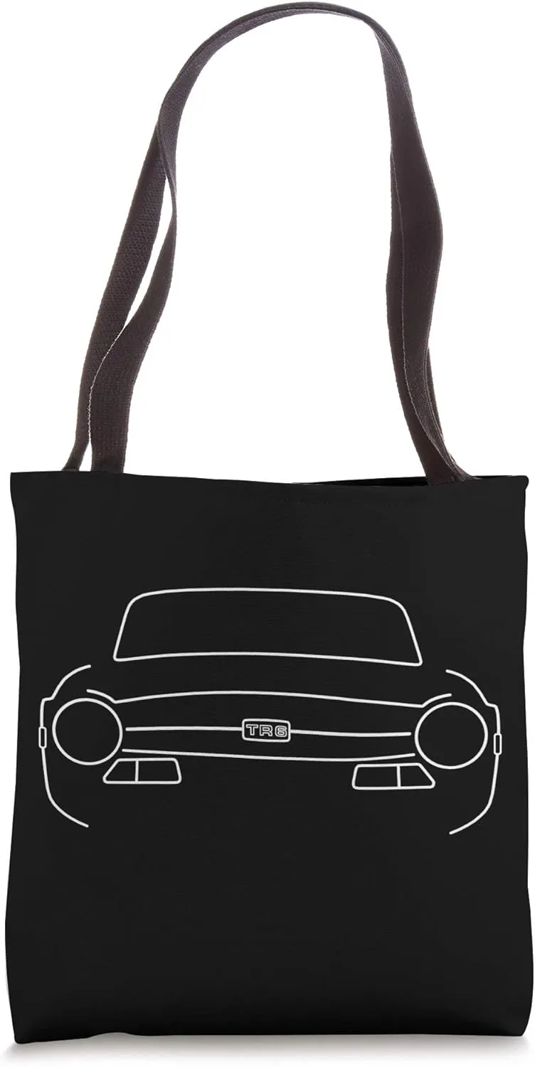 Triumph TR6 British classic car white outline graphic Tote Bag