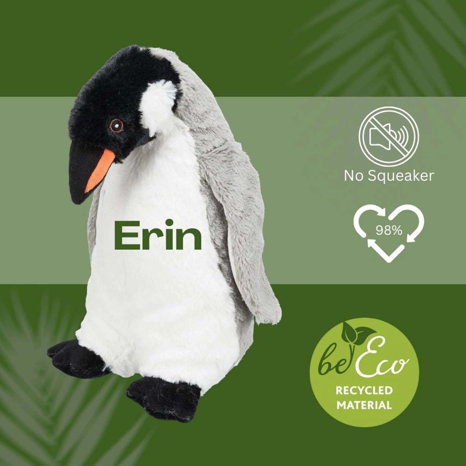TRIXIE Be Eco Erin The Penguin Plush Dog Toy for All Dogs, 11" Fun and Cuddly No Sound Dog Toy, 98% Recycle Material