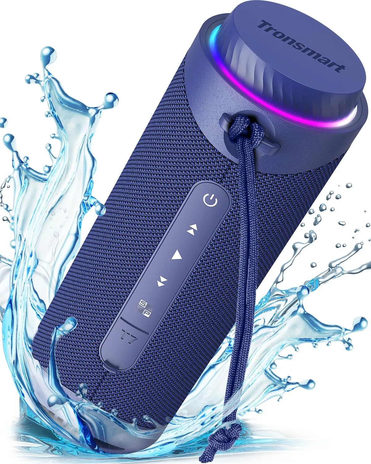 Tronsmart T7 Portable Bluetooth Speakers with 30W 360°Surround Sound, Bluetooth 5.3, Enhanced Bass, Wireless Stereo Pairing, Custom EQ via APP, IPX7 Waterproof Speaker for Party, Home, Outdoor(Blue)