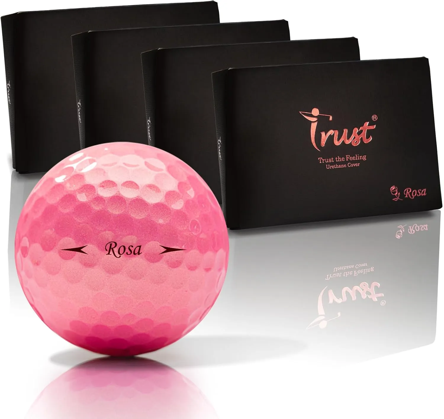 Trust Golf Balls - Aurora & Rosa Crystal Urethane Series | Eye-Catching & Easy to Spot | Maximum Distance, Soft Feel, Straight Flight, & Greenside Control | Blue, Orange, Pink, Yellow | 12 or 48 Balls