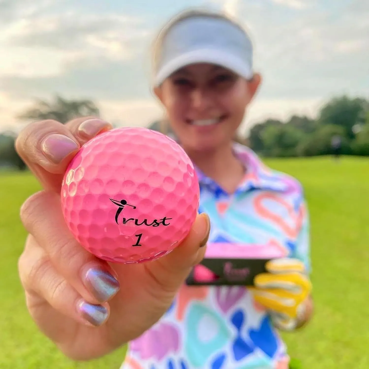 Trust Golf Balls - Aurora & Rosa Crystal Urethane Series | Eye-Catching & Easy to Spot | Maximum Distance, Soft Feel, Straight Flight, & Greenside Control | Blue, Orange, Pink, Yellow | 12 or 48 Balls