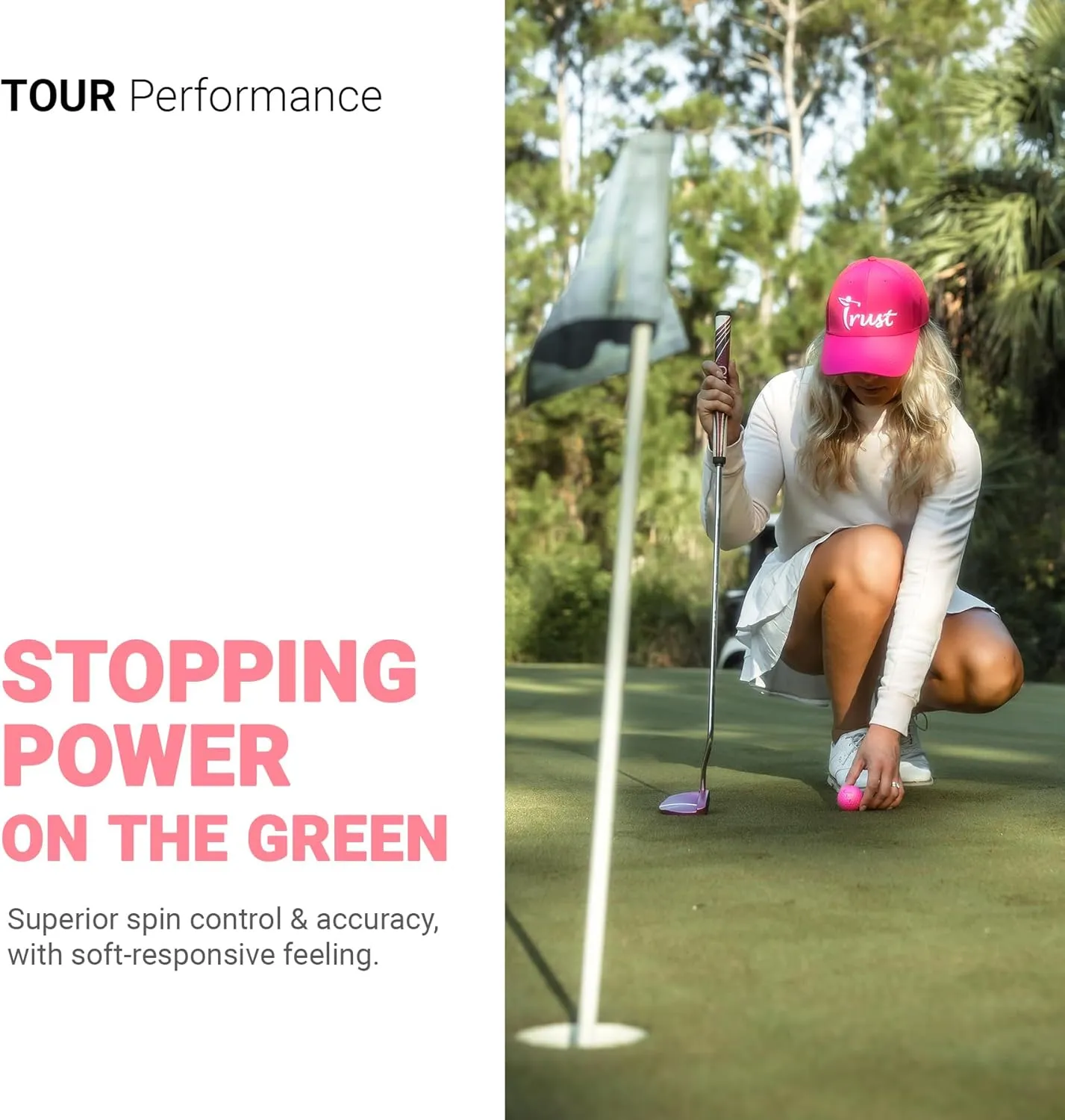 Trust Golf Balls - Aurora & Rosa Crystal Urethane Series | Eye-Catching & Easy to Spot | Maximum Distance, Soft Feel, Straight Flight, & Greenside Control | Blue, Orange, Pink, Yellow | 12 or 48 Balls
