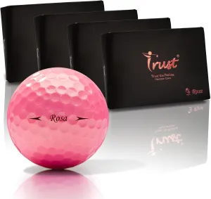 Trust Golf Balls - Aurora & Rosa Crystal Urethane Series | Eye-Catching & Easy to Spot | Maximum Distance, Soft Feel, Straight Flight, & Greenside Control | Blue, Orange, Pink, Yellow | 12 or 48 Balls