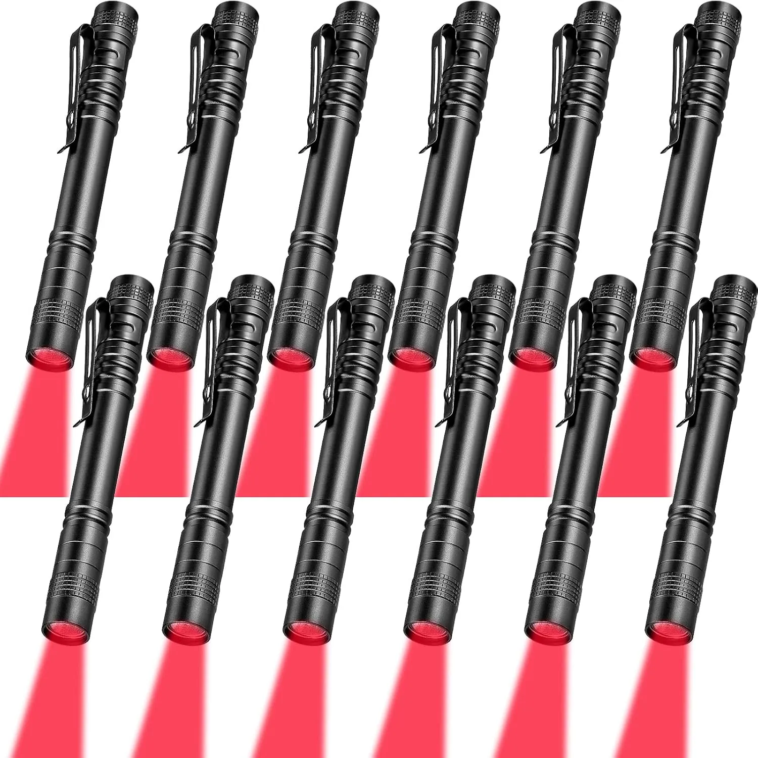 Tuanse 12 Pcs Red Light Flashlight Red LED Flashlight Pen Light Super Bright Torch for Astronomy, Aviation, Night Observation and More