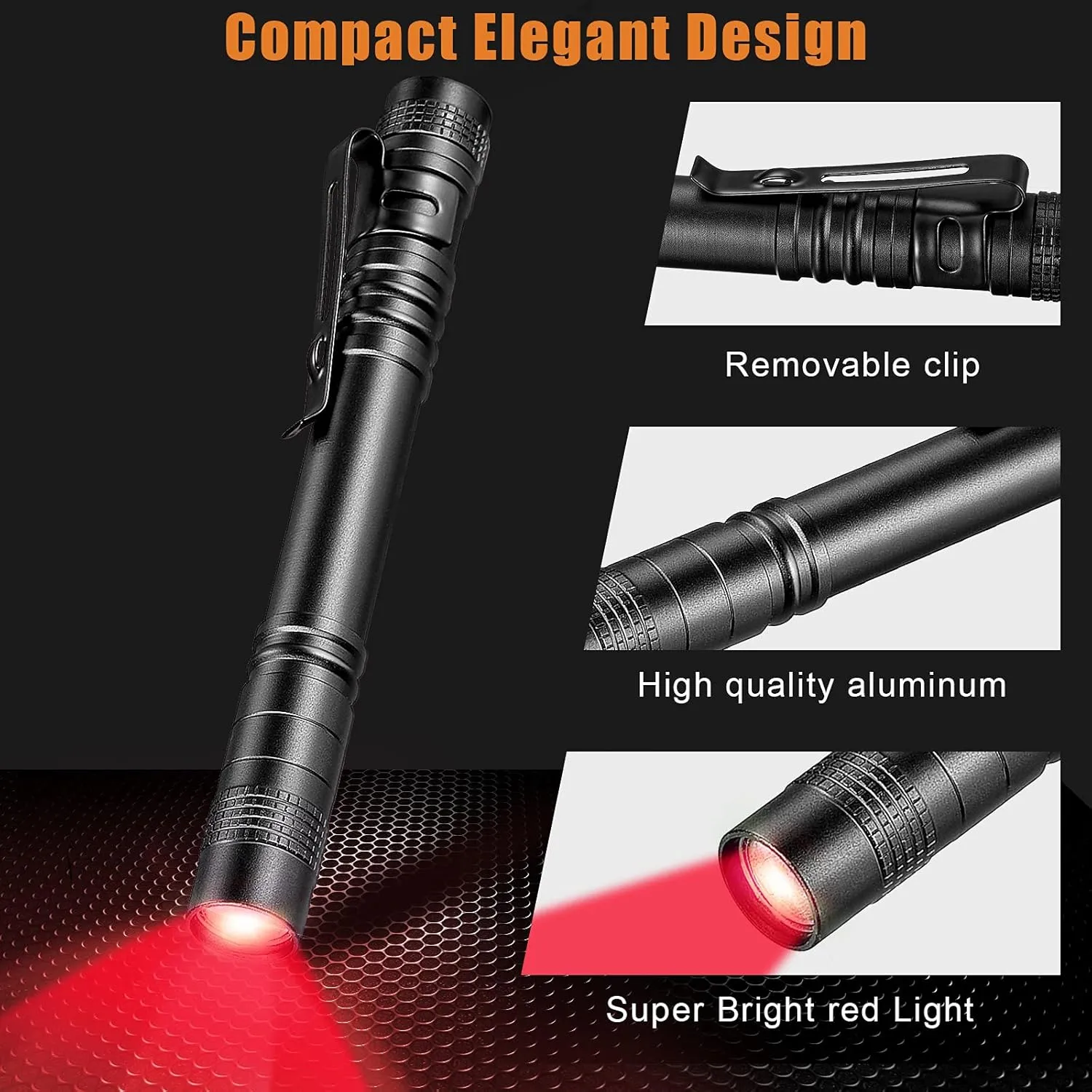 Tuanse 12 Pcs Red Light Flashlight Red LED Flashlight Pen Light Super Bright Torch for Astronomy, Aviation, Night Observation and More